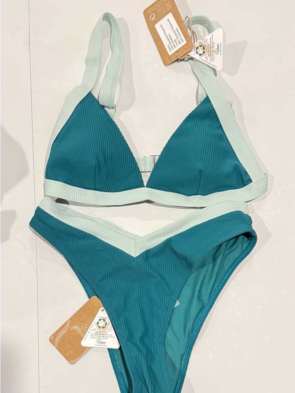 Women’s Two-Tone Teal Triangle Bikini Set